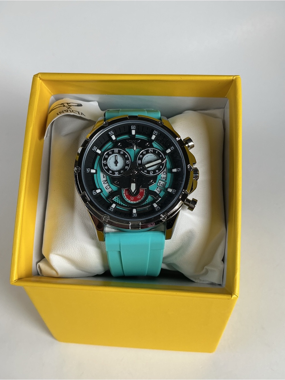 Men’s black with teal band watch - 69878